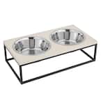 Dan Double Wood and Stainless Steel Pet Bowl