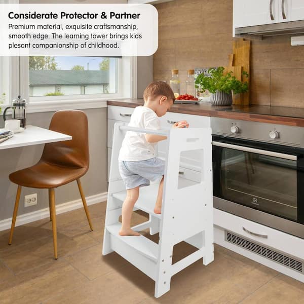 Miscool Avex White Wood Toddler Standing Tower Kids Removable Anti