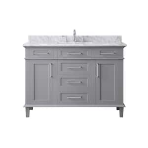 Sonoma 48 in. W x 22 in. D x 34 in H Bath Vanity in Pebble Gray with White Carrara Marble Top