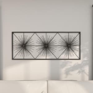 59 in. x  24 in. Metal Black Sea Urchin Starburst Wall Decor with Black Frame