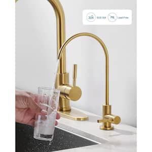 Single Handle Pull Down Sprayer Kitchen Faucet with Water Filter Faucet Stainless Steel in Gold