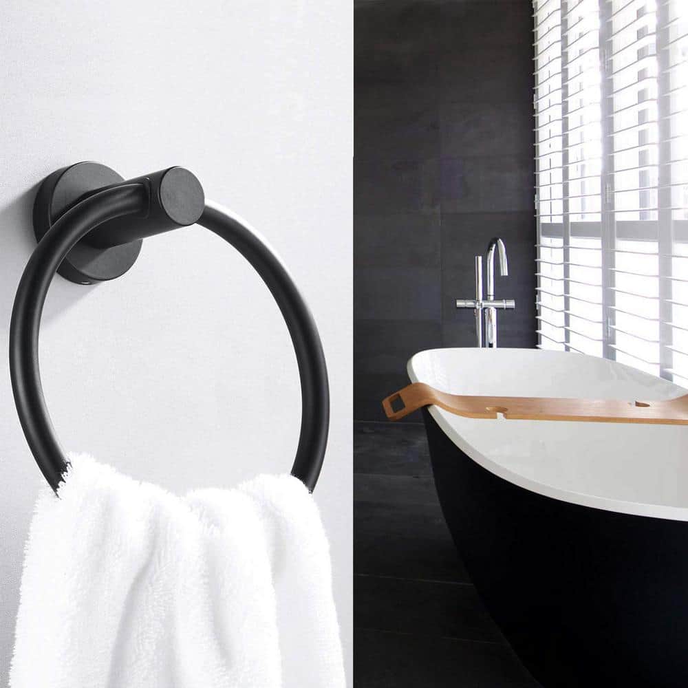 Stainless Steel Black 5-Piece Modern Bathroom Hardware Set