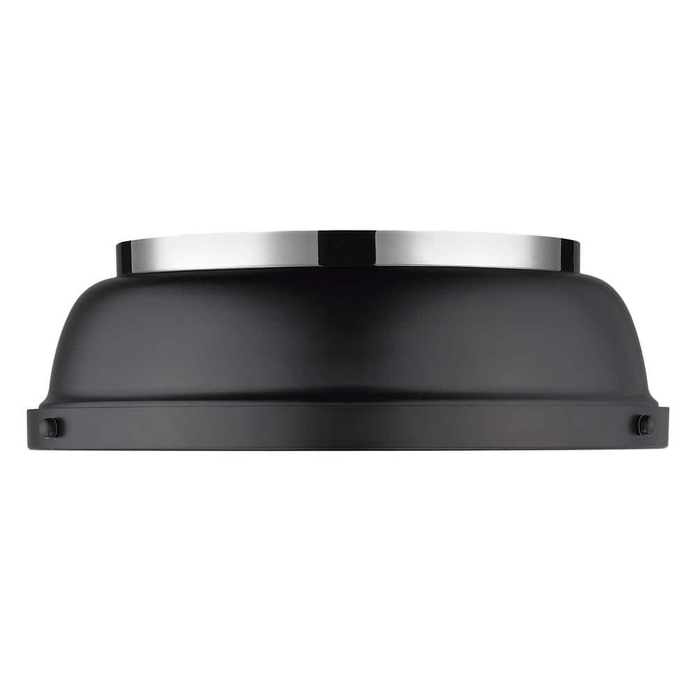 Duncan 14'' Chrome and Matte Black Flush Mount Light