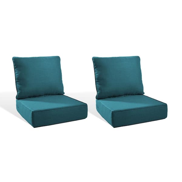 PlushCore 22 in. x 24 in. x 6 in. 4-Piece Deep Seating Outdoor Dining Chair Thick Cushion Set in Peacock Green (2-Set)