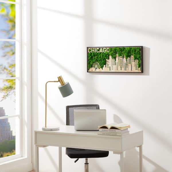 Unbranded Metal Green Characteristic Wall Art Architectural Decor, Chicago Moss City Silhouette for Home, or Workplace