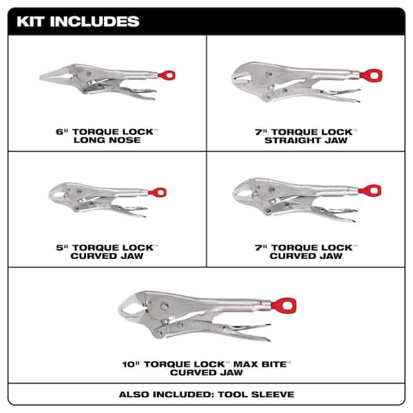 Torque Lock Locking Pliers Kit with PACKOUT Tool Box Customizable Foam Insert (6-Piece)
