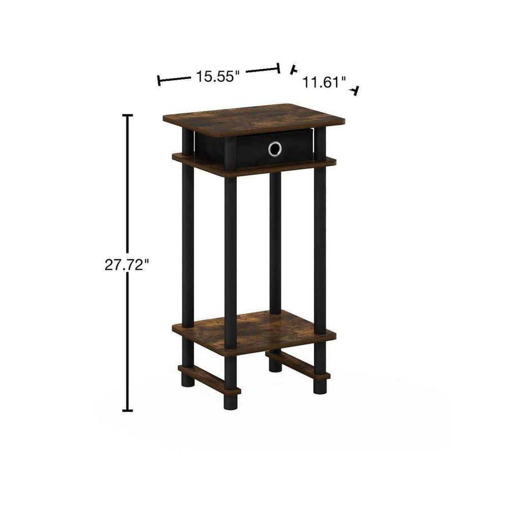 Amber Pine and Black Tall End Table with Storage