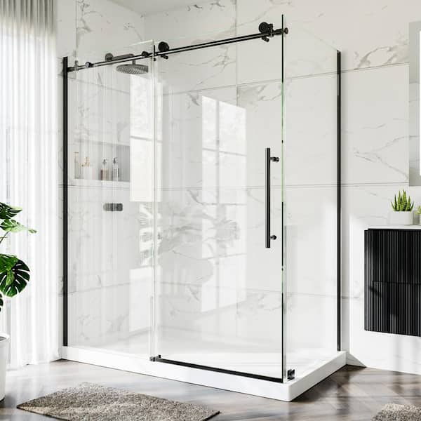 LIVIZA 60 in. W x 72 in. H Sliding Frameless Corner Shower