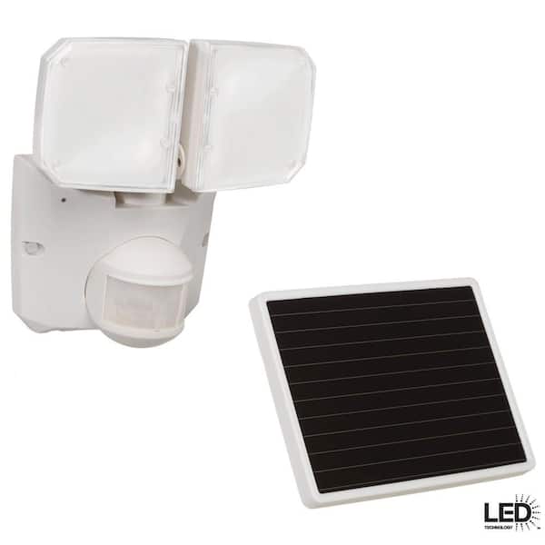 Defiant 180 Degree Outdoor White Motion Activated Solar Powered LED Security Flood Light