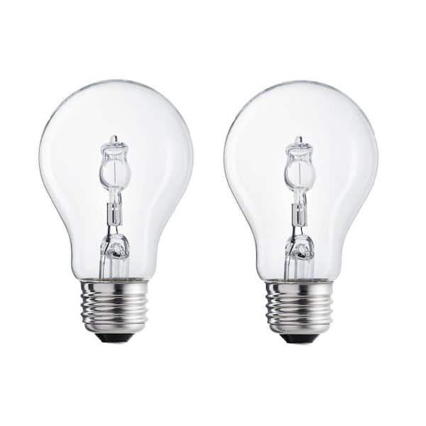 EcoSmart 100-Watt Equivalent A19 Dimmable Halogen Light Bulb Soft White (2990K) (2-Pack)