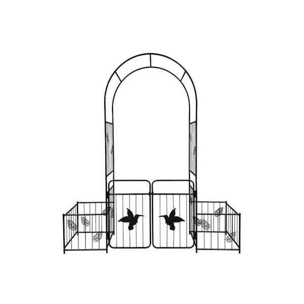 ITOPFOX 87.00 in. x 79.92 in. x 20.04 in. Black Outdoor Metal Garden Arbor Plant Climbing Trellis for Wedding and Party