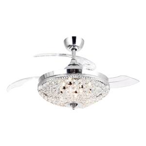 Modern 42 in. Indoor Chrome Retractable Blades Ceiling Fan with Light Kit and Remote Control