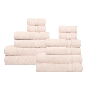 A1HC 500 GSM Duet Technology 100% Cotton Ring Spun Peach Blush Quick Dry Low Lint Highly Absorbent 12-Piece Towel Set