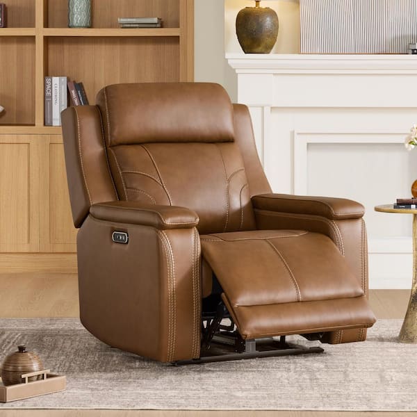 Jory Saddle Modern Leather Dual Motors Power Recliner Chair with Power Headrest, USB and Type-C Charge,Lay Flat Function