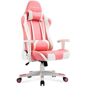 Pink Gaming Chair Racing Office Computer Ergonomic Leather Game Chair with Headrest and Lumbar Pillow Esports Chair