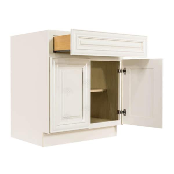 LIFEART CABINETRY Princeton Assembled 24 in. x 34.5 in. x 24 in. Base Cabinet with 2-Doors and 1-Drawer in Off-White