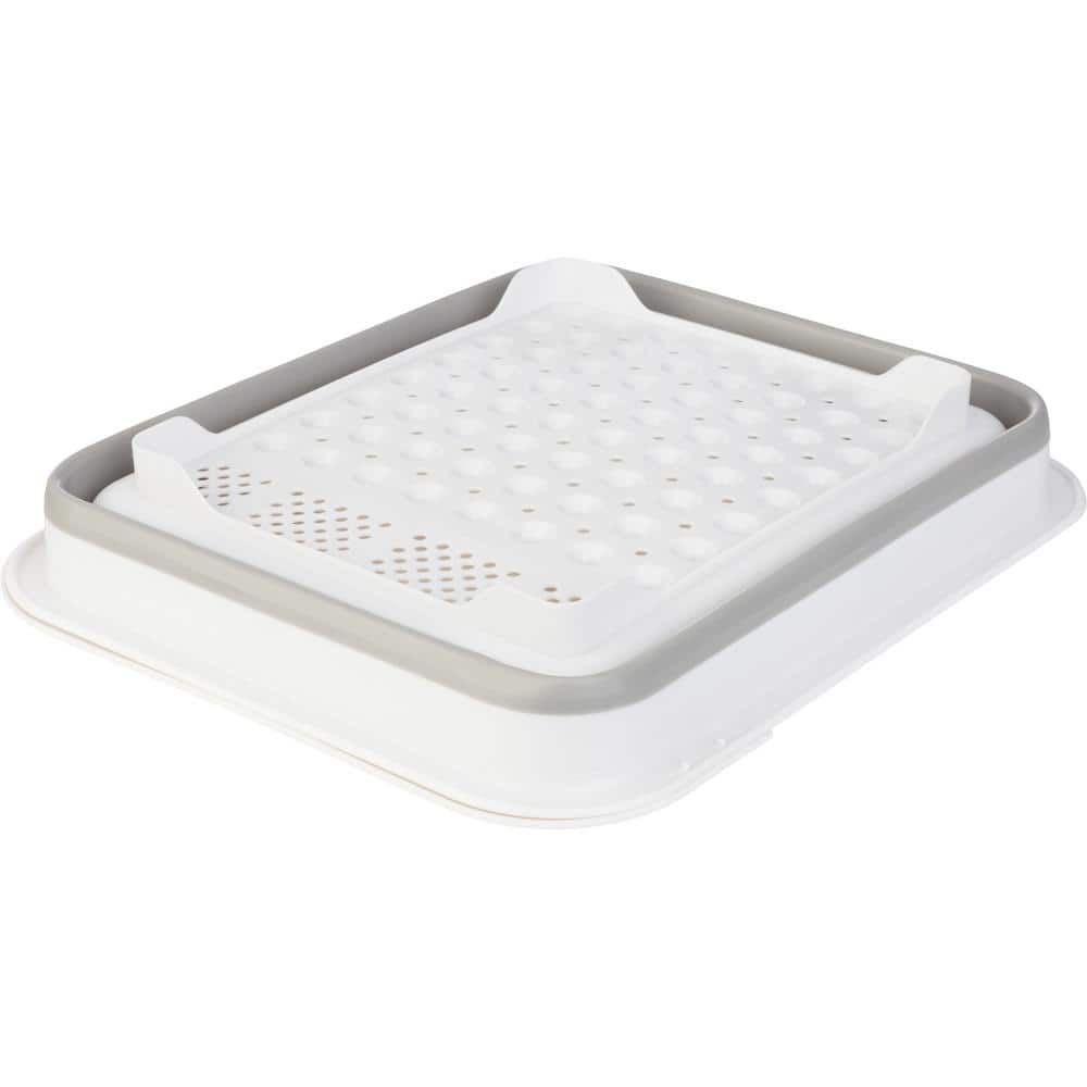 Gray Collapsible Dish Drying Rack with Utensil Cup