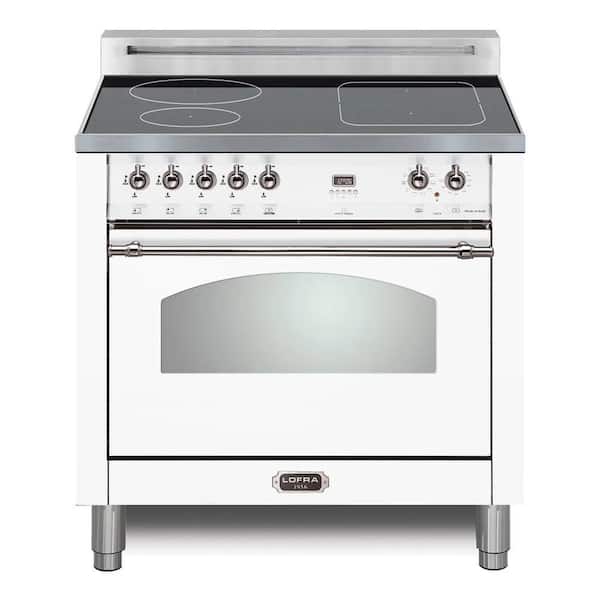 Dolcevita Series 30 in. 4 Elements Freestanding Induction Range in White with Chrome Trim