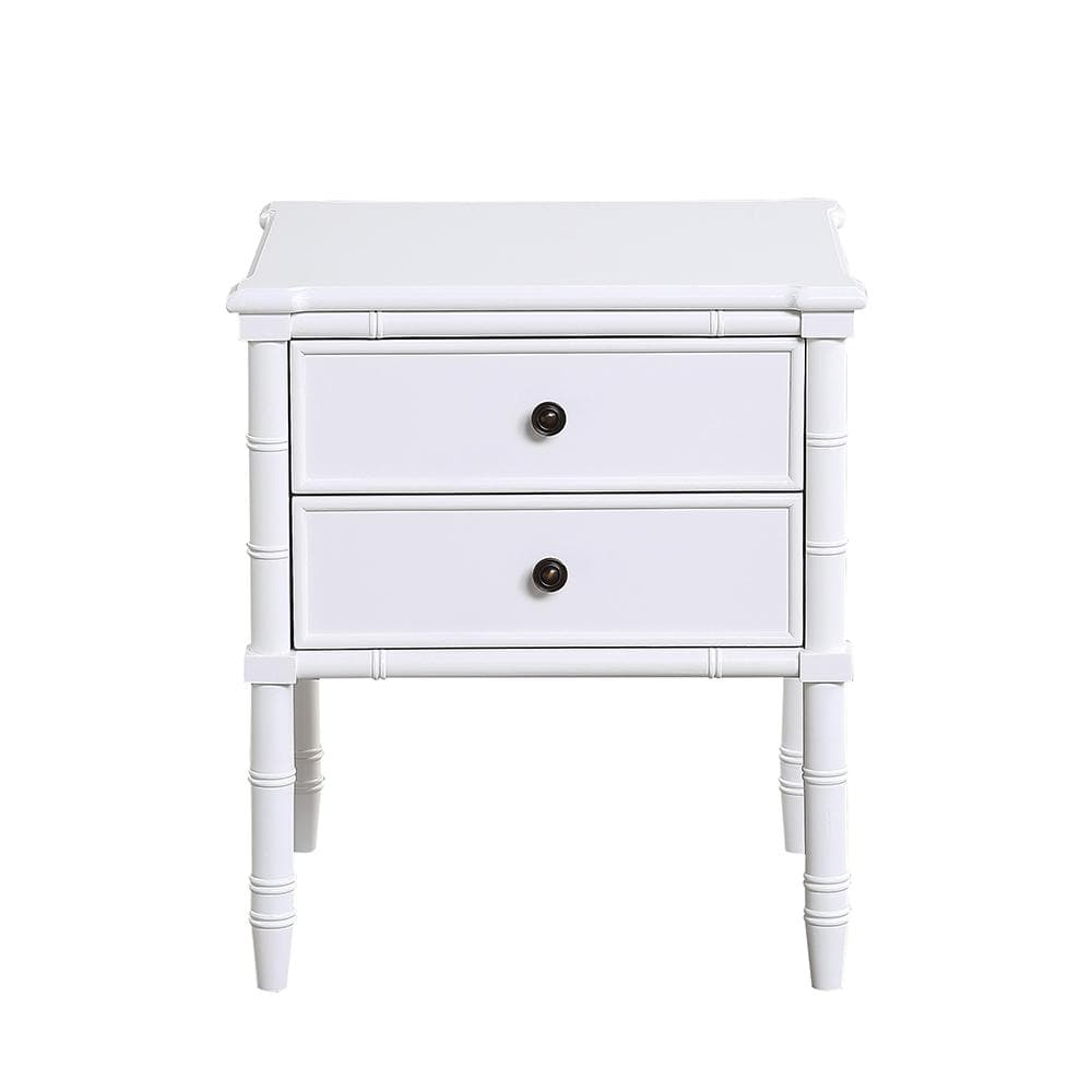 Ellison Traditional White 2-Drawer Nightstand with Bamboo Accents