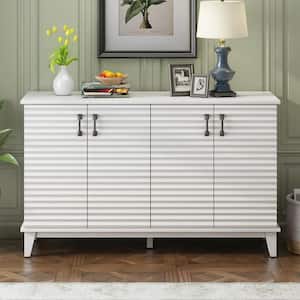 60 in. W x 18 in. D x 36 in. H White Linen Cabinet Sideboard with 4 Door Large Storage for Kitchen, Living Room