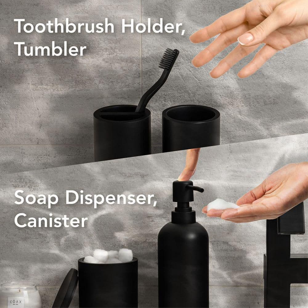 Matte Black Resin 4-Piece Bathroom Accessory Set