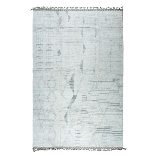 Ivory Contemporary Marrakech Hand-Knotted Wool Rug : Luxurious Handspun Area Rug for Stylish Home Dé, Area Rug