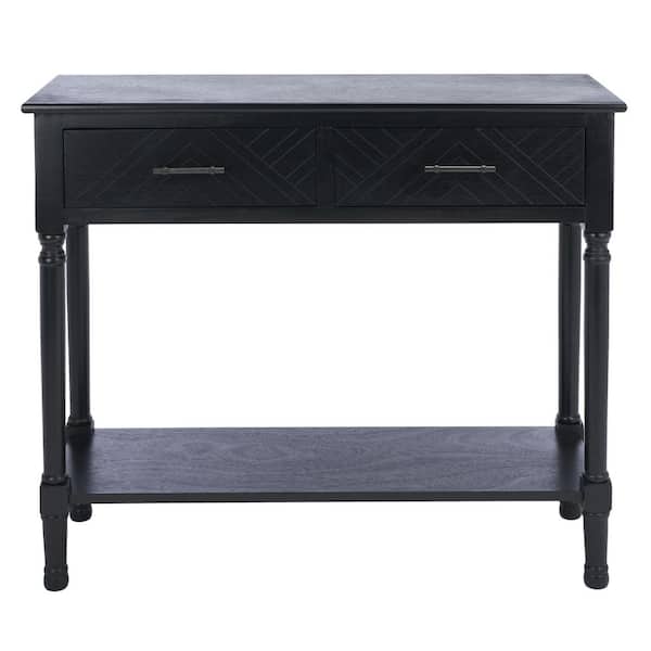 Peyton 35.5 in. 2-Drawer Black Console Table