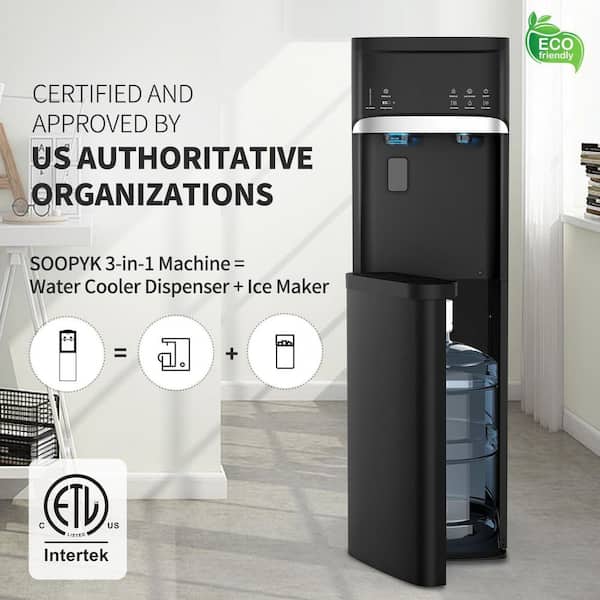 IHOMEadore 3 or 5 gal. Bottom Load Water Dispenser in Black with 3