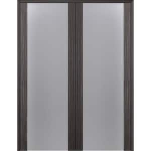 Paola 202 36" x 84" Both Active Full Lite Frosted Glass Gray Oak Finished Wood Composite Double Prehung French Door