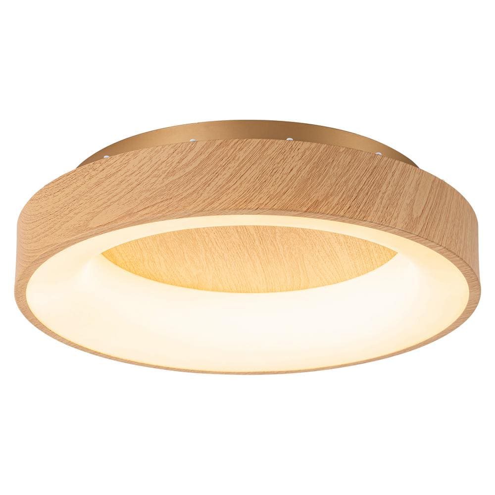 Abigail 15.74 in. 1-Light Wood Textured Drum 35-Watt Integrated LED Flush Mount Ceiling Light price history on PriceWatchPro