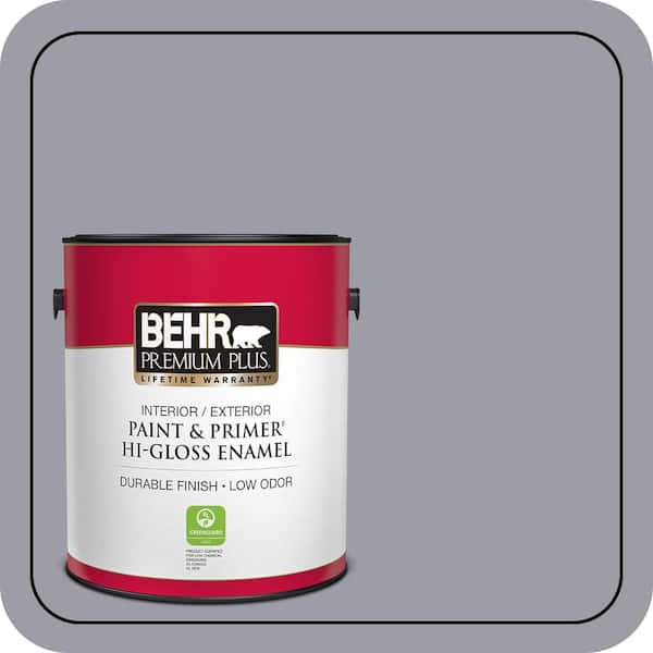 BEHR PREMIUM PLUS 1 gal. #BNC-09 Heather Gray Hi-Gloss Enamel Interior/Exterior Paint & Primer