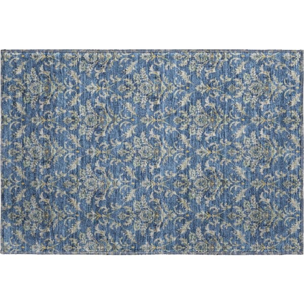 Mayfield Premium Machine Washable Abstract AMF2325 Navy 3 ft. x 4 ft. Area Rug