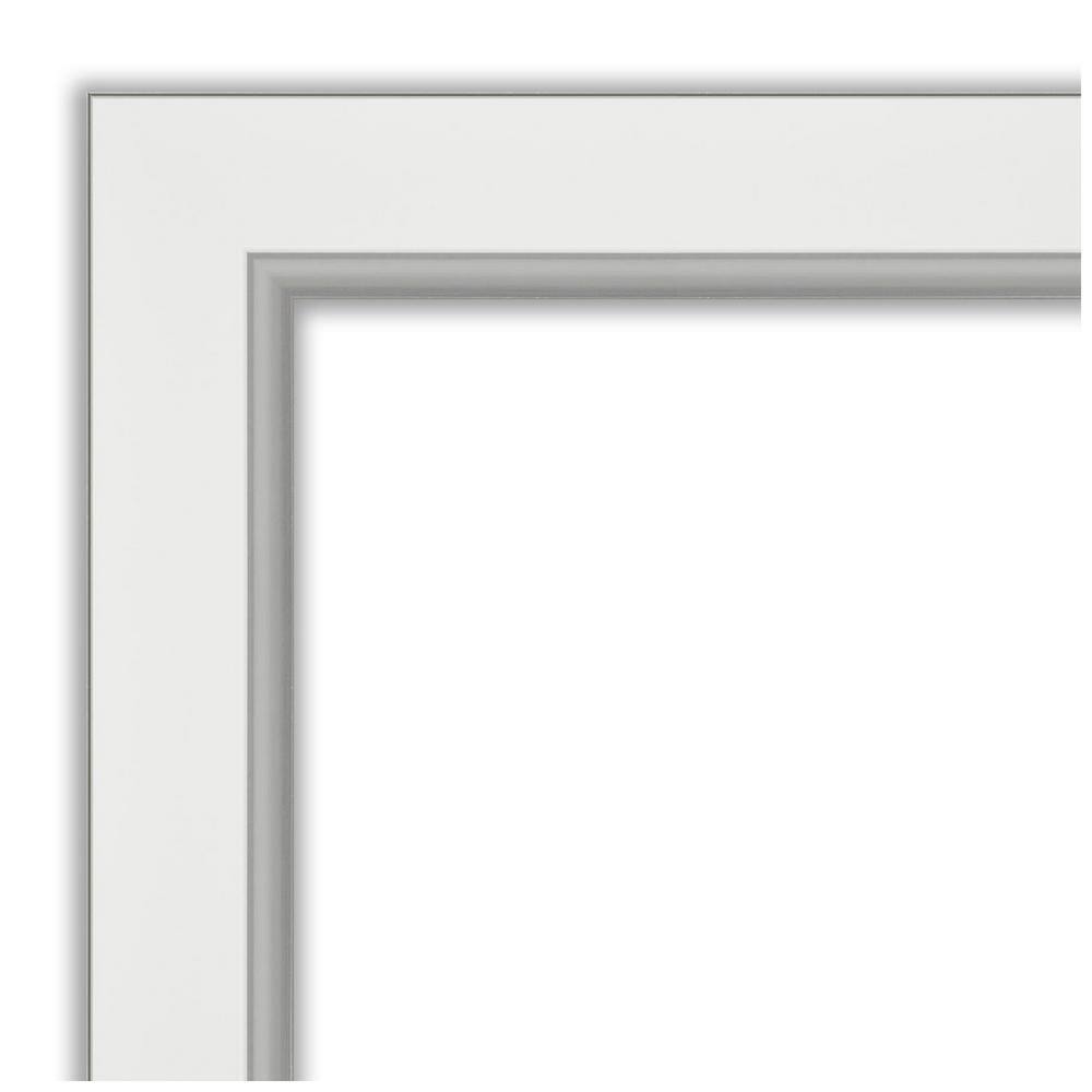 Elegant Silver and White Rectangular Beveled Bathroom Mirror