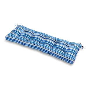 Coastal Stripe Sapphire Rectangle Outdoor Bench Cushion