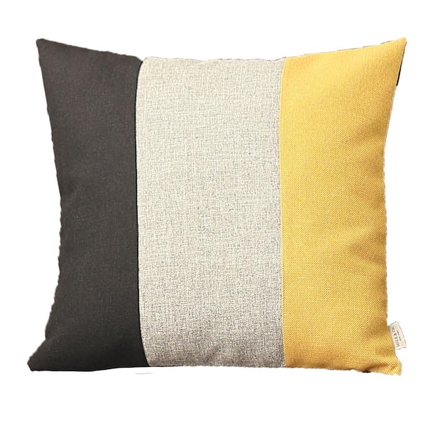 MIKE & Co. NEW YORK Boho-Chic Handcrafted Jacquard Black & Gray & Yellow 18 in. x 18 in. Square Solid Throw Pillow Cover