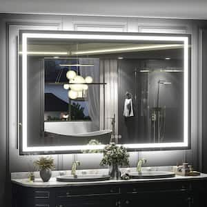 57 in. W x 36 in. H Rectangular Frameless Front and Back LED Lighted Anti-Fog Tempered Glass Wall Bathroom Vanity Mirror