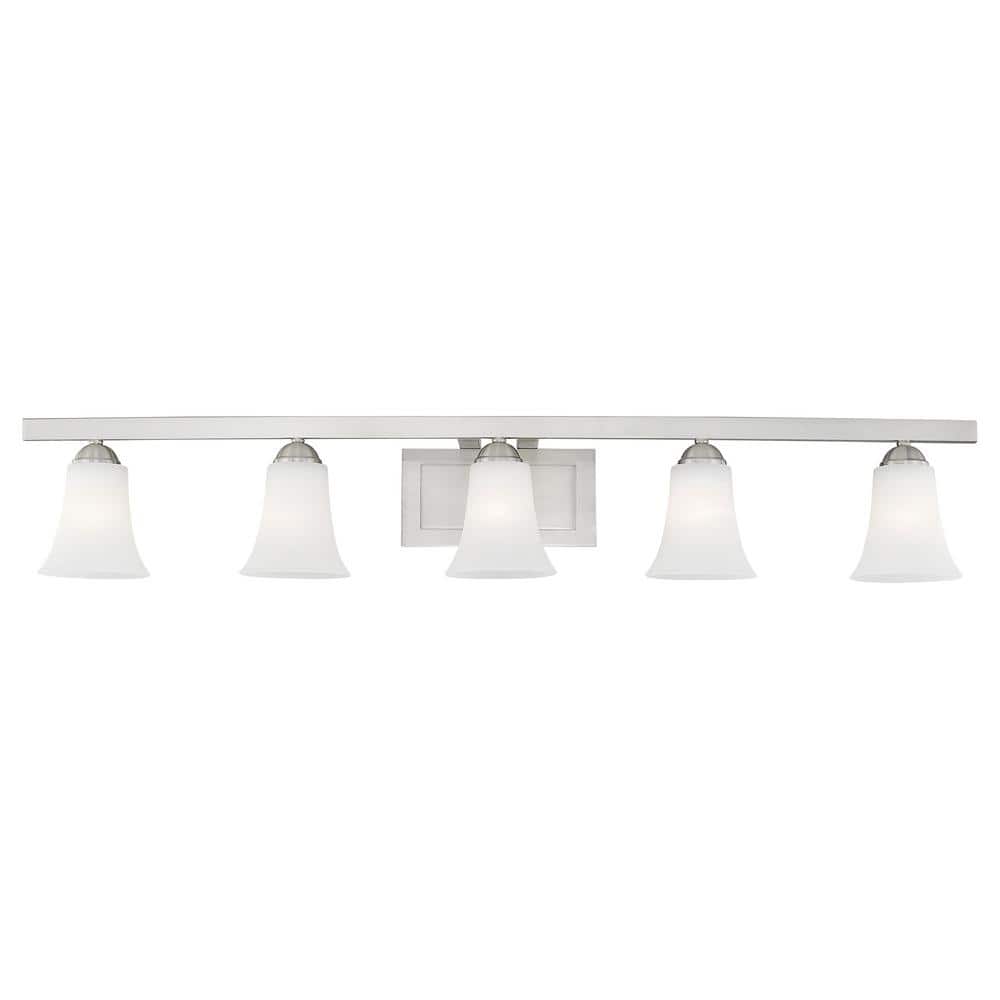 Ridgedale Brushed Nickel 5-Light Vanity with Satin Opal White Glass