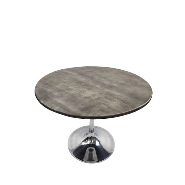 Alden Modern Chrome Wood 40 in. Column Dining Table Seats 4