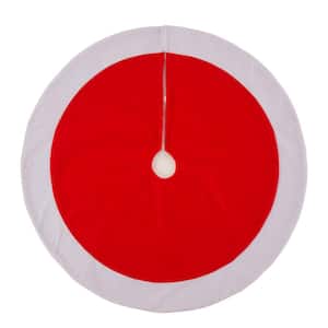 42 in. D Felt Christmas Tree Skirt in Traditional Red and White