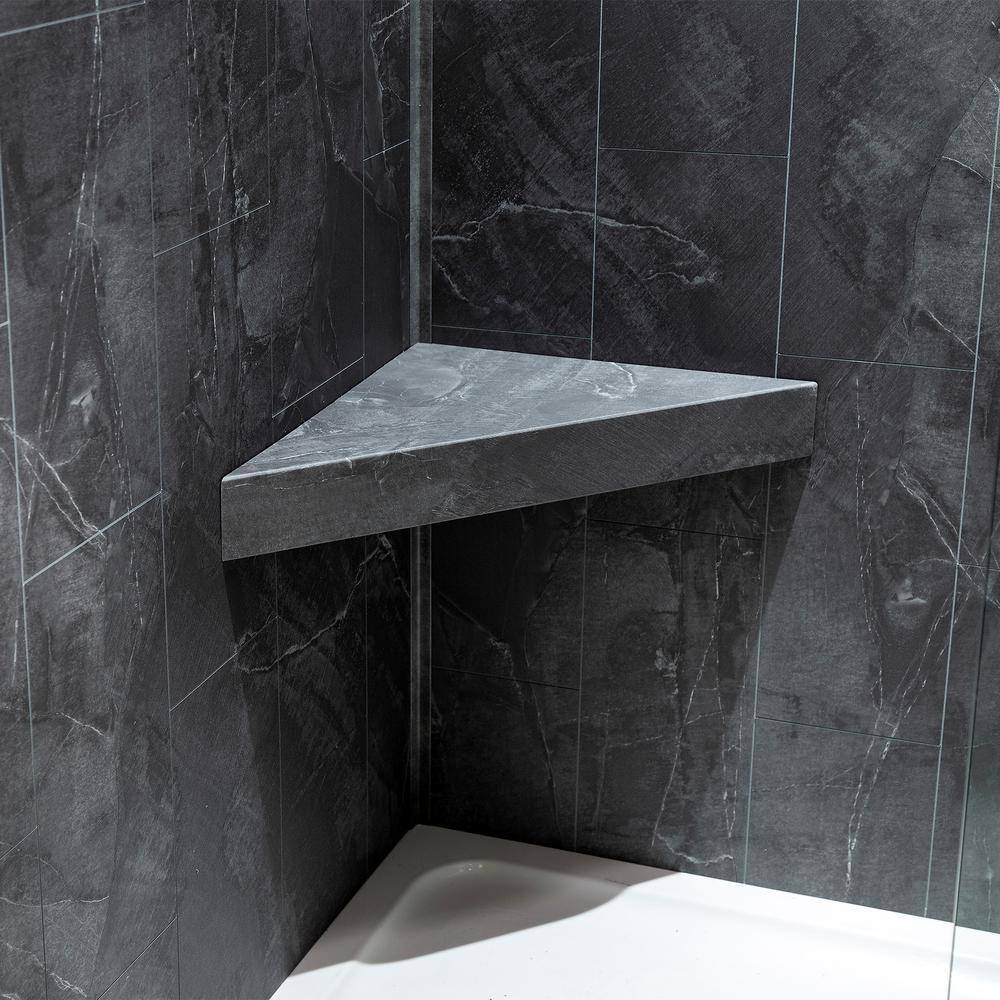 Cracked Slate Gray PVC Shower Bench with Lacquer Finish