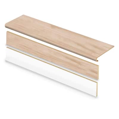 Antique Linen Hckry/Arches Natural Beige 47in.Lx12.15in.Wx1.69in.T Vinyl Stair Tread and Reversible Riser Kit