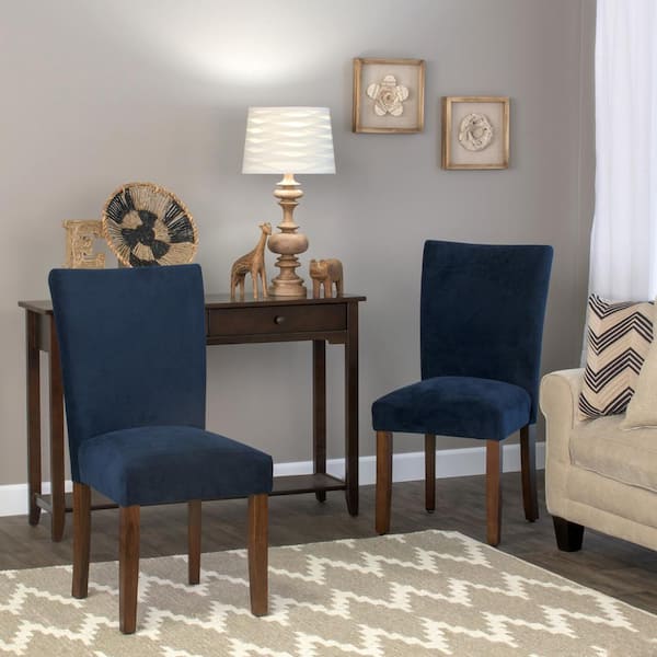 Parsons Dark Navy Blue Velvet Upholstered Dining Chair (Set of 2)