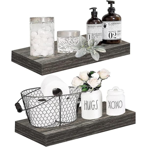 Cubilan 15.7 in. W x 6.7 in. D Grey Wood Decorative Wall Shelf Set of 2