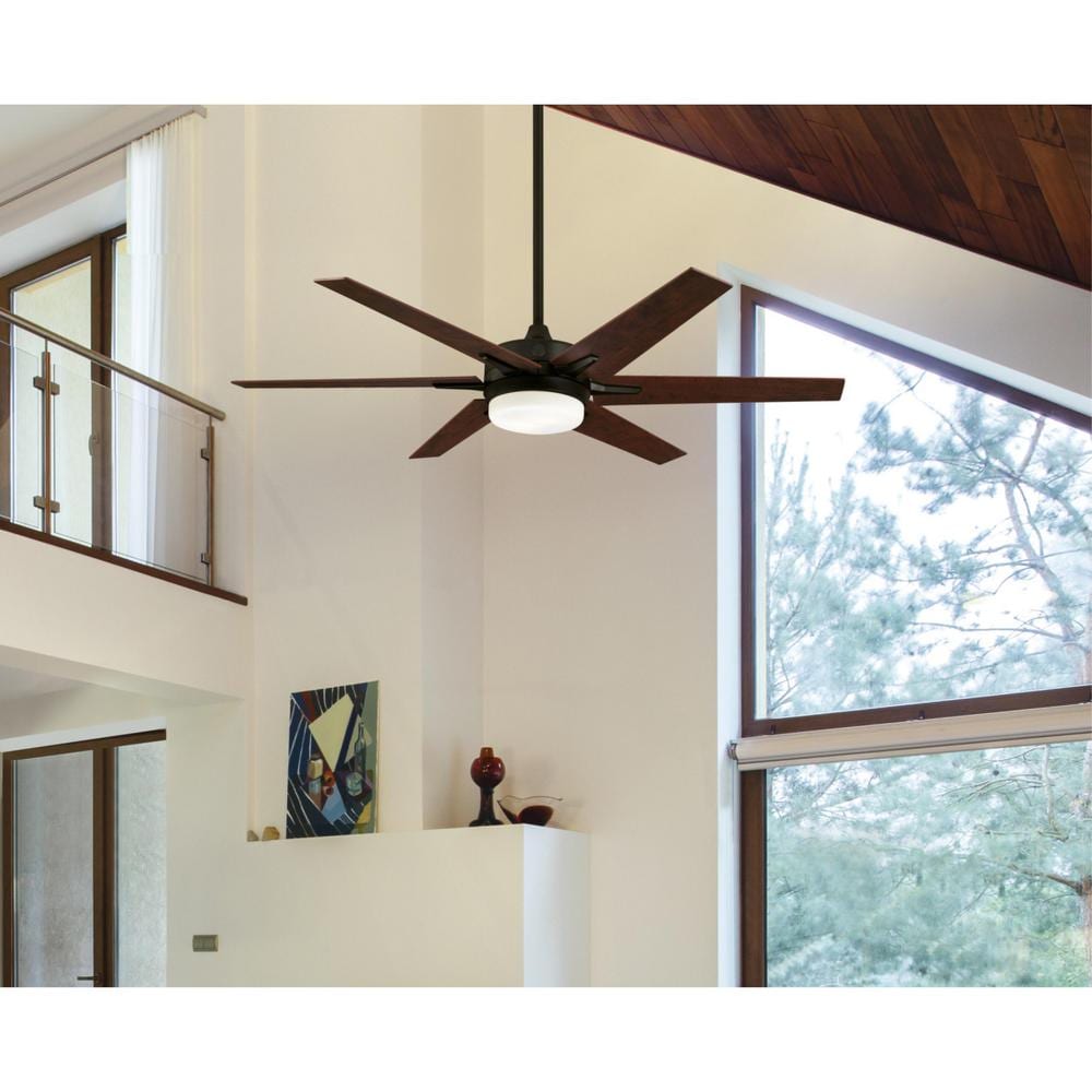 60'' Black-Bronze Ceiling Fan with LED Light Kit and Remote