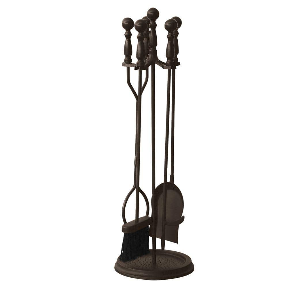 UniFlame Bronze 5-Piece Fireplace Tool Set With Ball Handles F-1631B ...