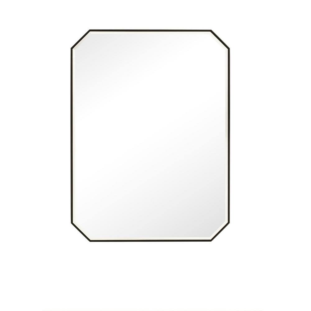 Rohe 40" x 30" Matte Black Octagon Beveled Vanity Mirror