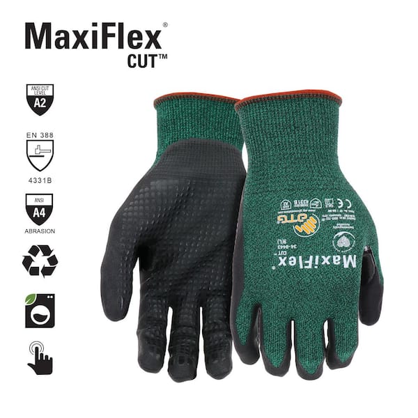 ATG MaxiFlex Cut Men's Medium Green ANSI 2 Abraision Resistant