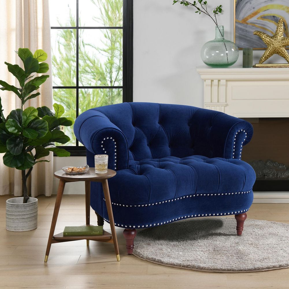 La Rosa Victorian Tufted Upholstered Accent Arm Chair Navy Blue Velvet price history on PriceWatchPro