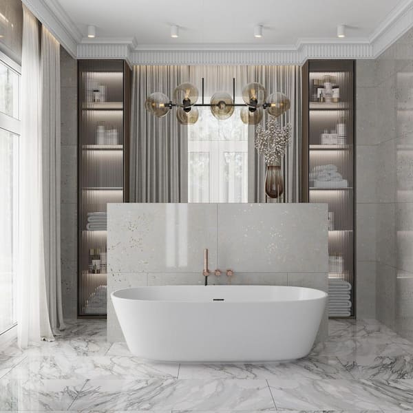 Terra Mia 24 in. x 48 in. Polished Warm Gray with Gold Flecks Porcelain Wall and Floor Tile (15.49 sq. ft./case)-2 Pack