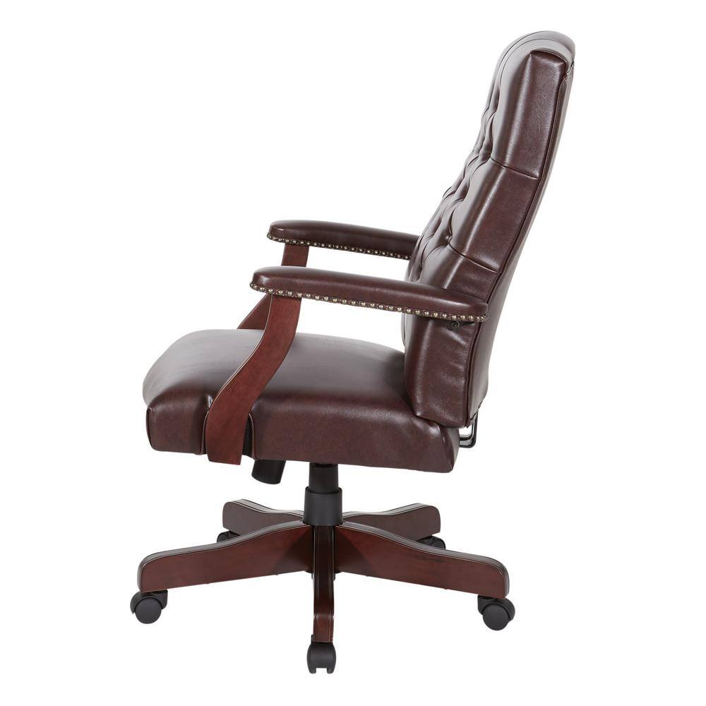 Elegant Oxblood Red Vinyl High-Back Executive Swivel Chair
